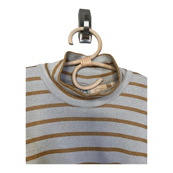 Anthropologie Vanessa Virginia Metallic Stripe Gold Funnel Neck Top XL NWT $78 - Picture 9 of 15